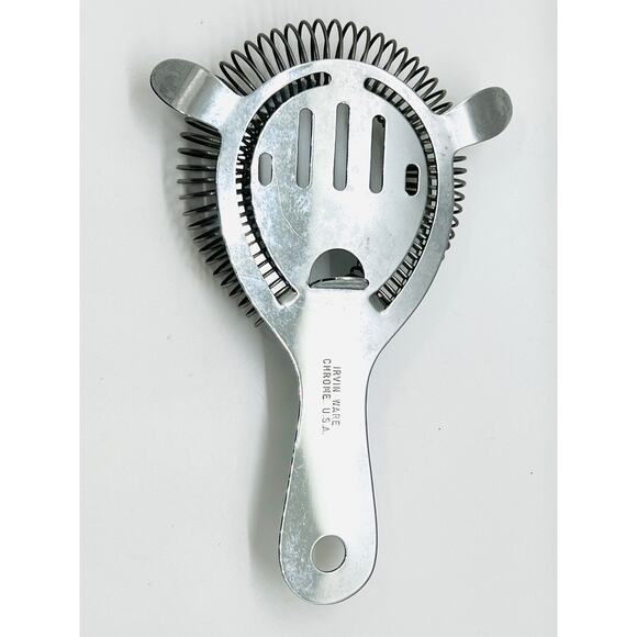 VTG Irwin Ware Chrome Made U.S.A Hawthorne Style Cocktail Strainer Bar Tool MCM - Picture 2 of 4